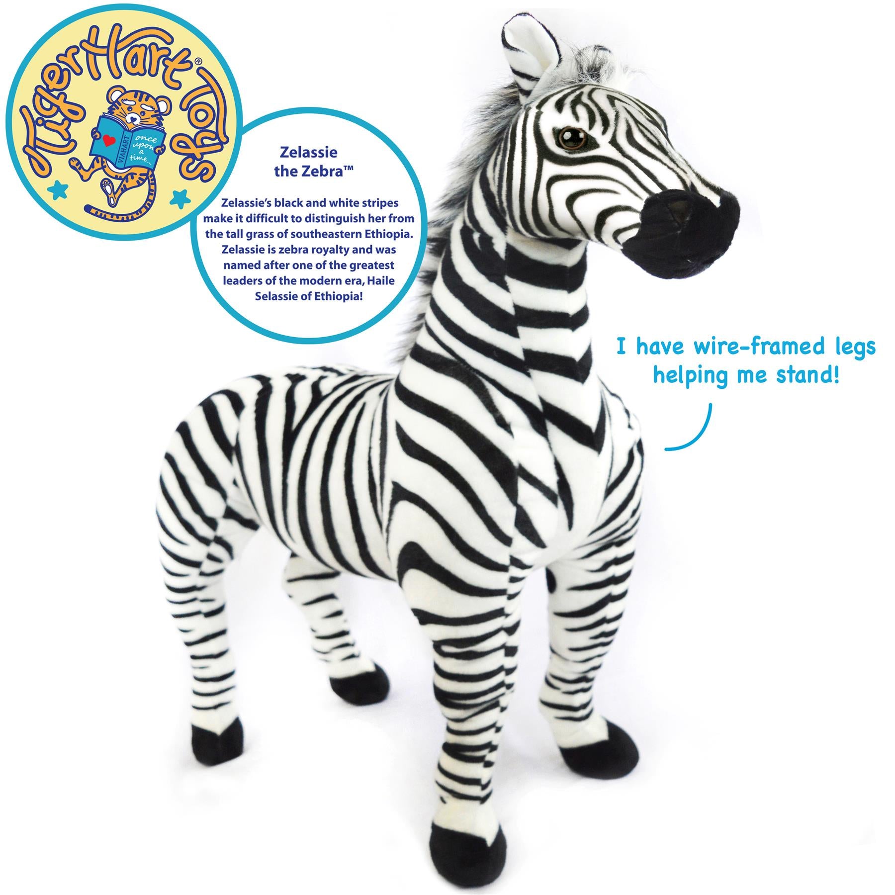 Zelassie The Zebra | 31 Inch Stuffed Animal Plush | By TigerHart Toys
