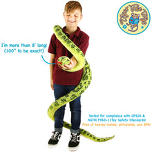 Load image into Gallery viewer, Gustavo The Green Anaconda | 100 Inch Stuffed Animal Plush | By TigerHart Toys
