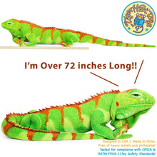 Load image into Gallery viewer, Ignacio The Iguana | 75 Inch Stuffed Animal Plush | By TigerHart Toys
